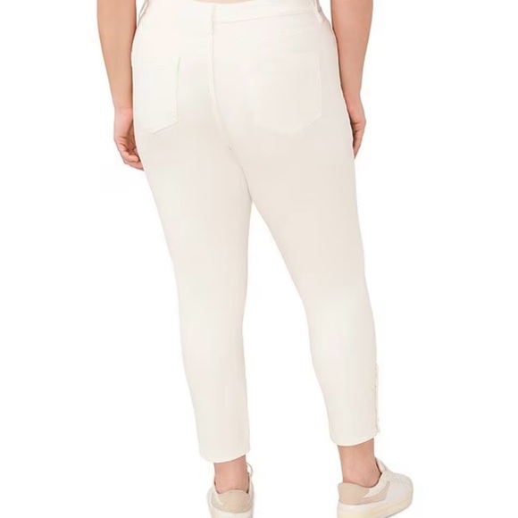 CeCe Plus Size High-Rise Indigo Denim Pearl Button Hem Skinny Jeans 22W NWT - Picture 5 of 10